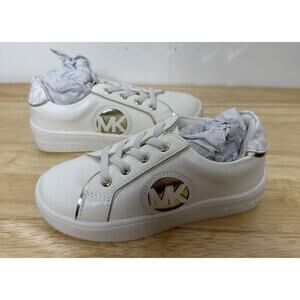 NIB Michael Michael Kors Girls Jordana Poppy Sneakers‎ 9 Slip On White Gold